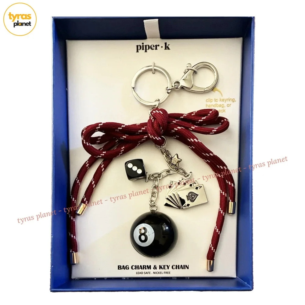 Piper K Feeling Lucky Bag Charm and Key Chain Gift Set with 8 Ball Dice Cards - Picture 1 of 4